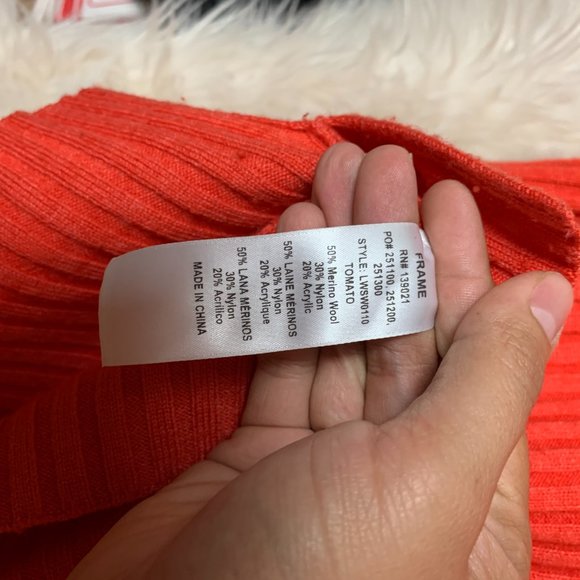 Frame Overlap Ribbed Sweater Wool-Tomato Color - Picture 7 of 7